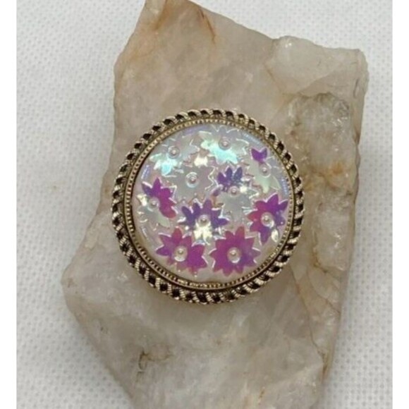 Vintage Western Germany Gold Tone‎ Light Pink Iridescent Star Scarf Clip - Picture 2 of 9